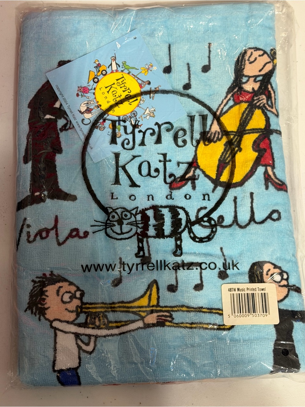 Tyrrell Katz London Music Print Blue Towel